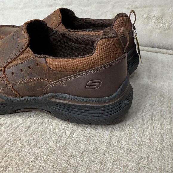 Skechers Mens Relaxed Fit Brown Leather Slip-Ons Size 11 Air-Cooled Memory Foam - Picture 8 of 9